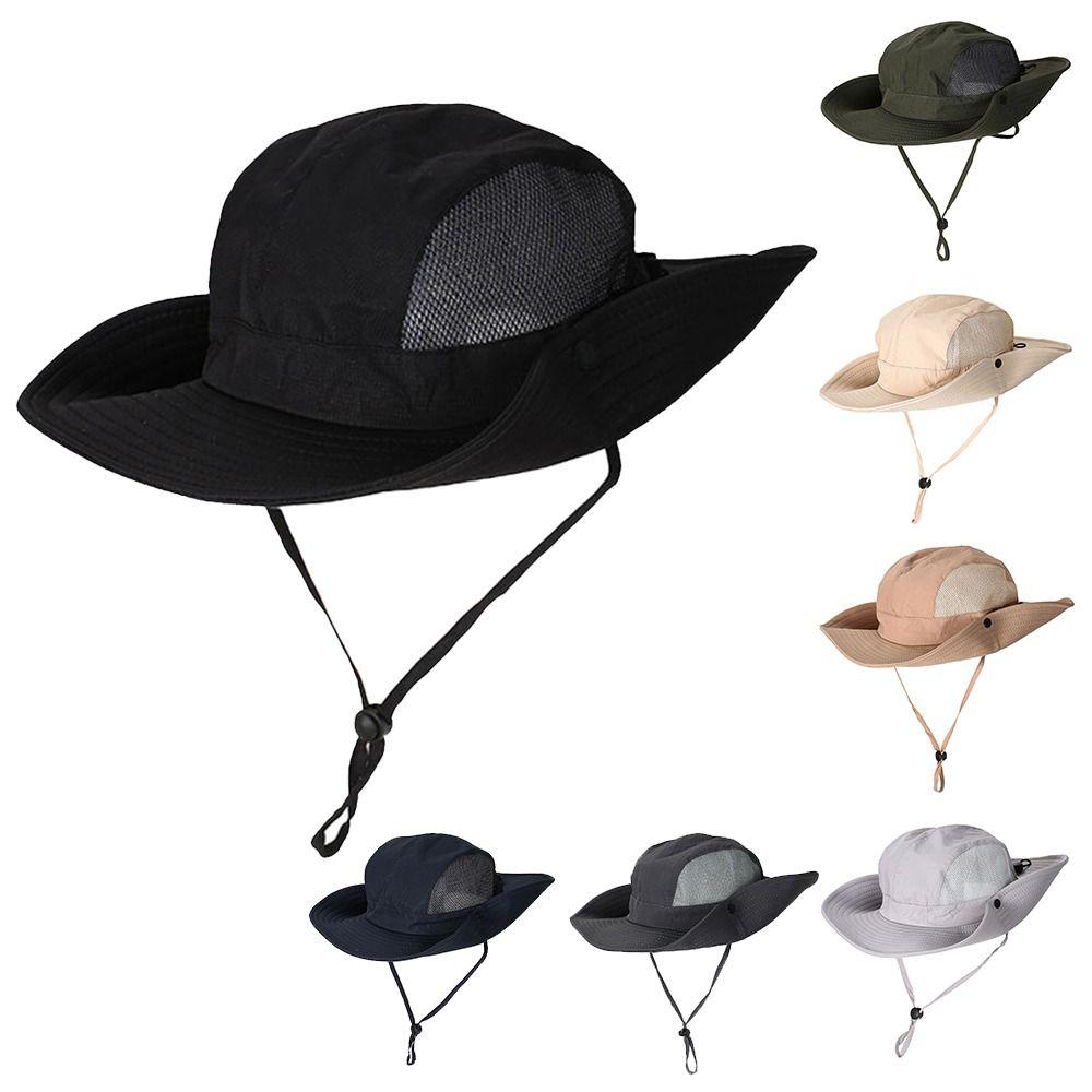 Fashion Wide Brim Men's Fisherman Hat Sun Protection Waterproof Fishing Hats Quick-drying Breathable Camping Hiking Caps Outdoor