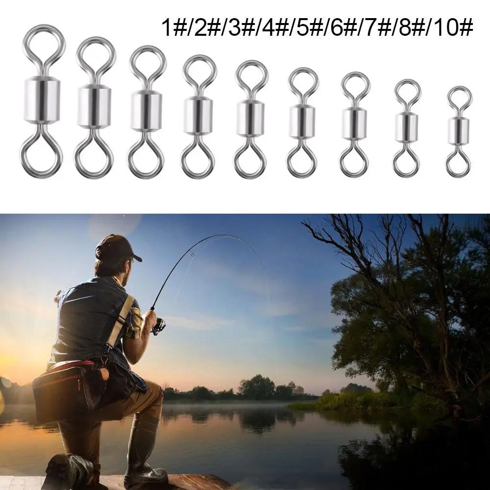 100pcs/lot New Fishing Tackle Accessories Durable Fishing Connector Fishing Rolling Swivel Connector Rolling Swivels Solid Ring