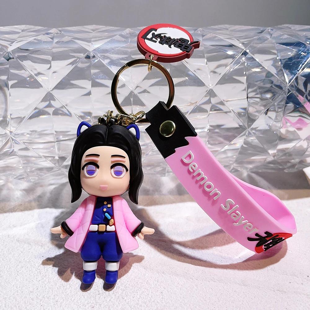 Demon Slayer keychains, anime doll car and motorcycle keychain accessories, cute character bag pendants, cartoon couple pendants