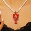 Cute Colorful Enamel Crab Lobster Ocean Animal Pendant White Rope Chain Necklace for Men Women Ocean Style Vacation Jewelry Gift