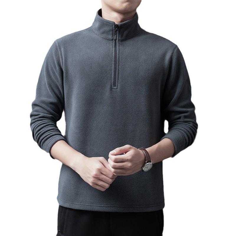 Men's Autumn Loose Fit Half-Zip Sherpa Fleece Pullover Sweatshirt