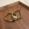 Retro Green Sandalwood Beaded Bracelet Women'S Summer New Chinese Couple Adjustable Hand Jewelry