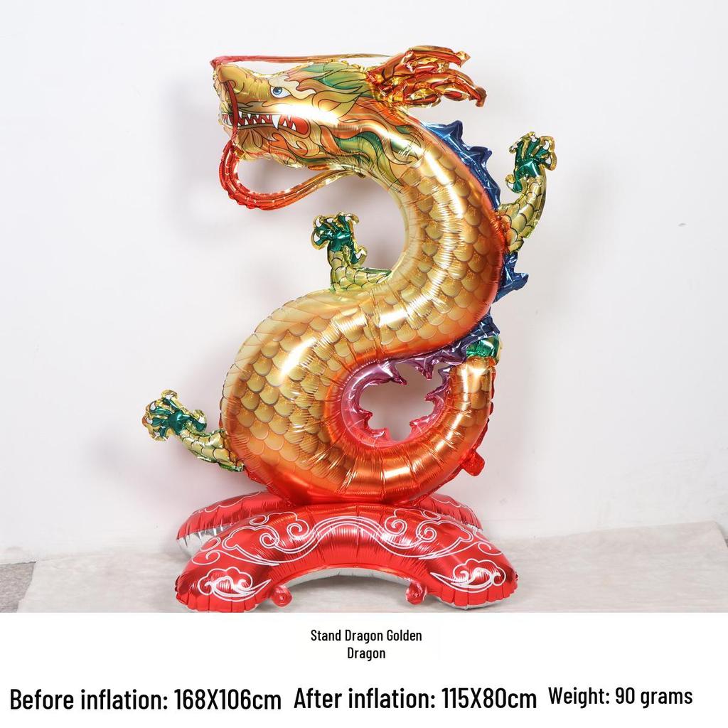 Extra Large Heart Balloon with Auspicious Dragon and Phoenix Foil Design for Housewarming Celebrations