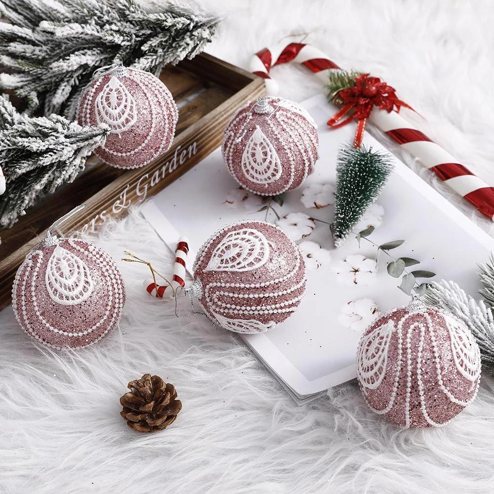 1Pcs 8CM Christmas Hanging Balls Sequined Glitter Ball Xmas Tree Lightweight Foam Pendant New Year Home Decor
