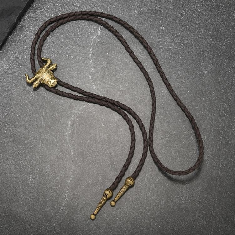 Trendy PU Leather Necktie With Bold Bull Head Design Alloy Necktie Soft Practical Unisex Gift For Birthdays Holidays