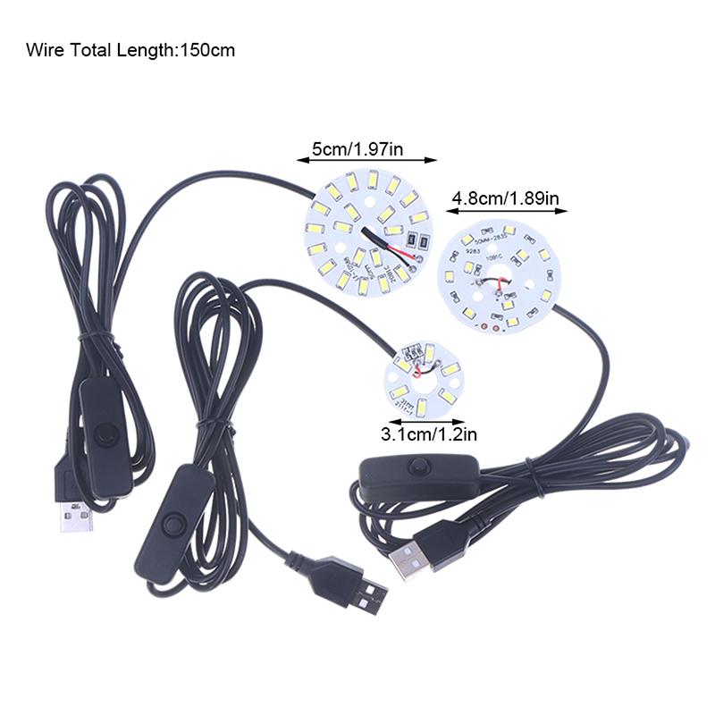 1Pc USB DC5V LED Ring Light Source - 3/5/10W SMD 5730/2835 Light Beads with 1.5M Black Switch Cable White Light for DIY Lighting