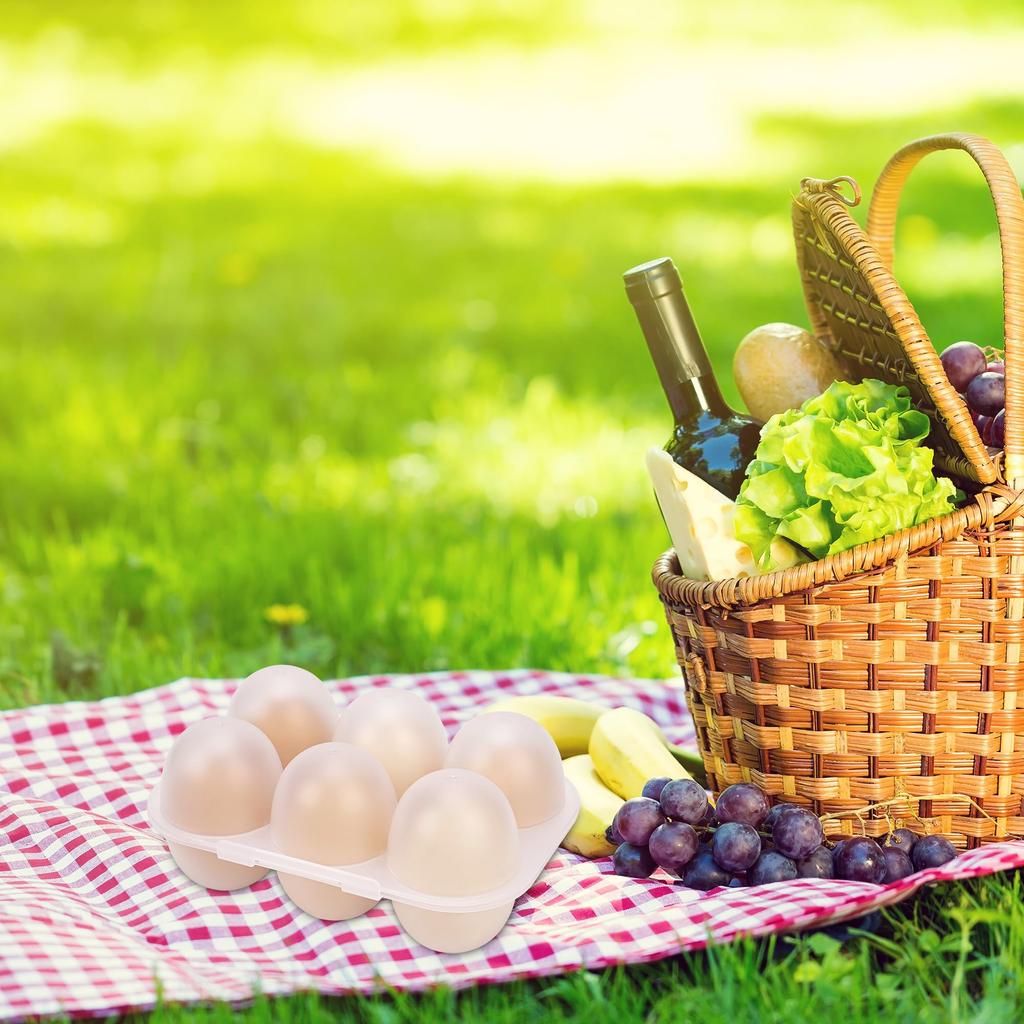 JANKOW 6-Grid Egg Holder, Portable Plastic Egg Case, Shockproof and Secure Egg Storage Box for Camping and Home Use