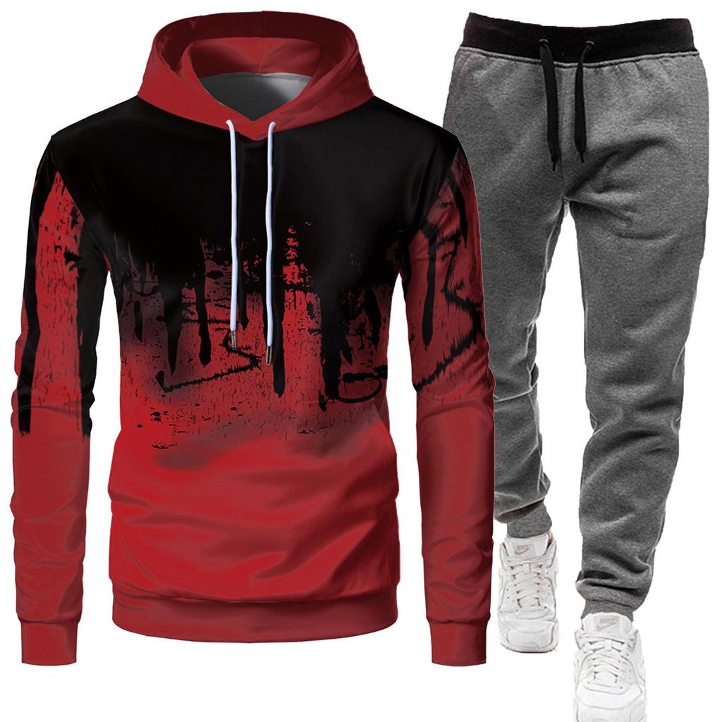 2023 Herren Sportliches Slim Fit Graffiti-Print Kapuzenset