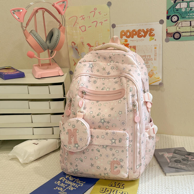 Schoolbag Women's Star Backpack Junior High School Student Lightweight Backpack