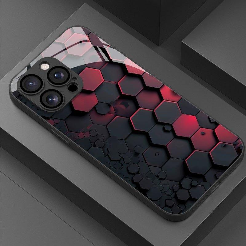 

Закаленное стекло с геометрическим дизайном «Соты» Чехол для телефона iPhone 11 12 13 14 15 16 17 Pro Max 17 Air 7 8 Plus XS X XR iPhone 11 Pro