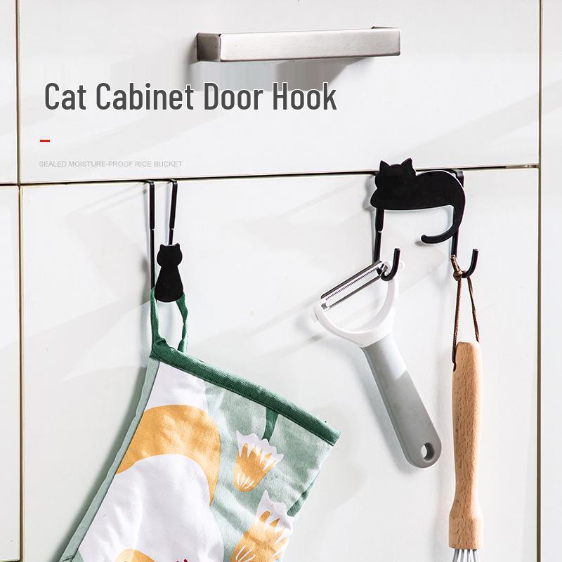 Cat-Shaped Wrought Iron Over-the-Door Hook - Nail-Free, Adhesive-Free 