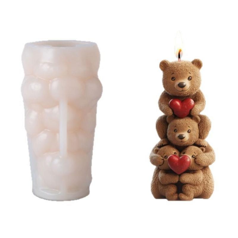 Stackable Bear Silicone Mould For Household Candle Soap Plasters Craft Family Projects Reusable