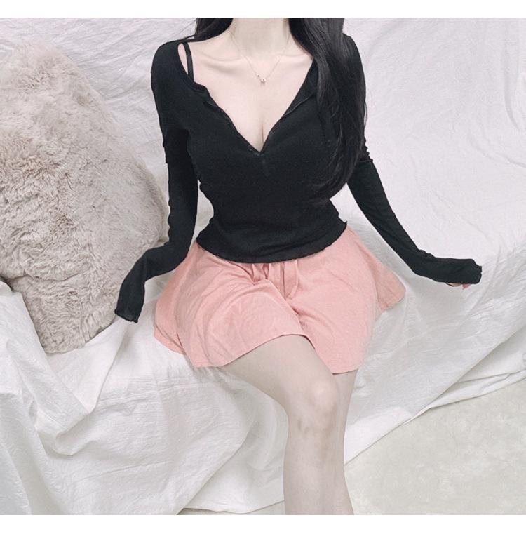 Korean Dongdaemun Sheer Slimming Long Sleeve Top for Women