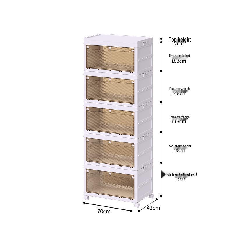 Instant Open Foldable Multi-Layer Plastic Storage Cabinet for Bedroom/Living Room