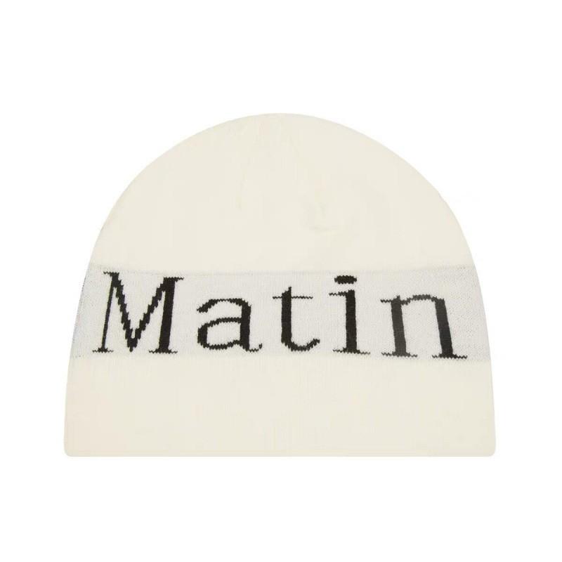 Matin Kim Letter Knit Beanie Hat Unisex Streetwear Winter Cap Men Women Trendy Korean Fashion Cold Weather Accessory
