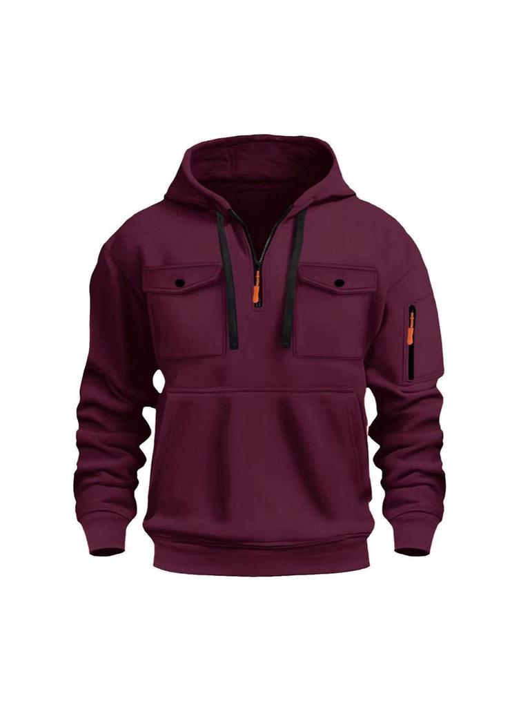 Herren Herbst/Winter Lässiger Vielseitiger Mehrere Taschen Plus Samt Langarm Hoodie