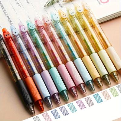 6/12 Colors Glitter Thermo-Erasable Gel Pens Retractable Push-Type Quick-Dry Smooth Writing 0.5mm Black & Assorted Ink