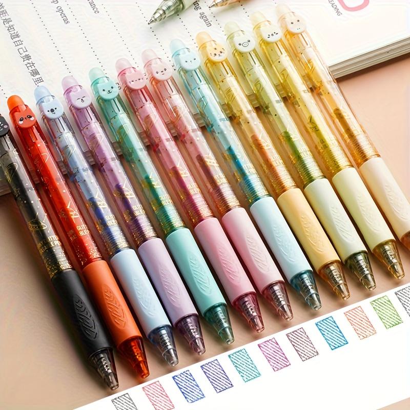 6/12 Colors Glitter Thermo-Erasable Gel Pens Retractable Push-Type Quick-Dry Smooth Writing 0.5mm Black & Assorted Ink