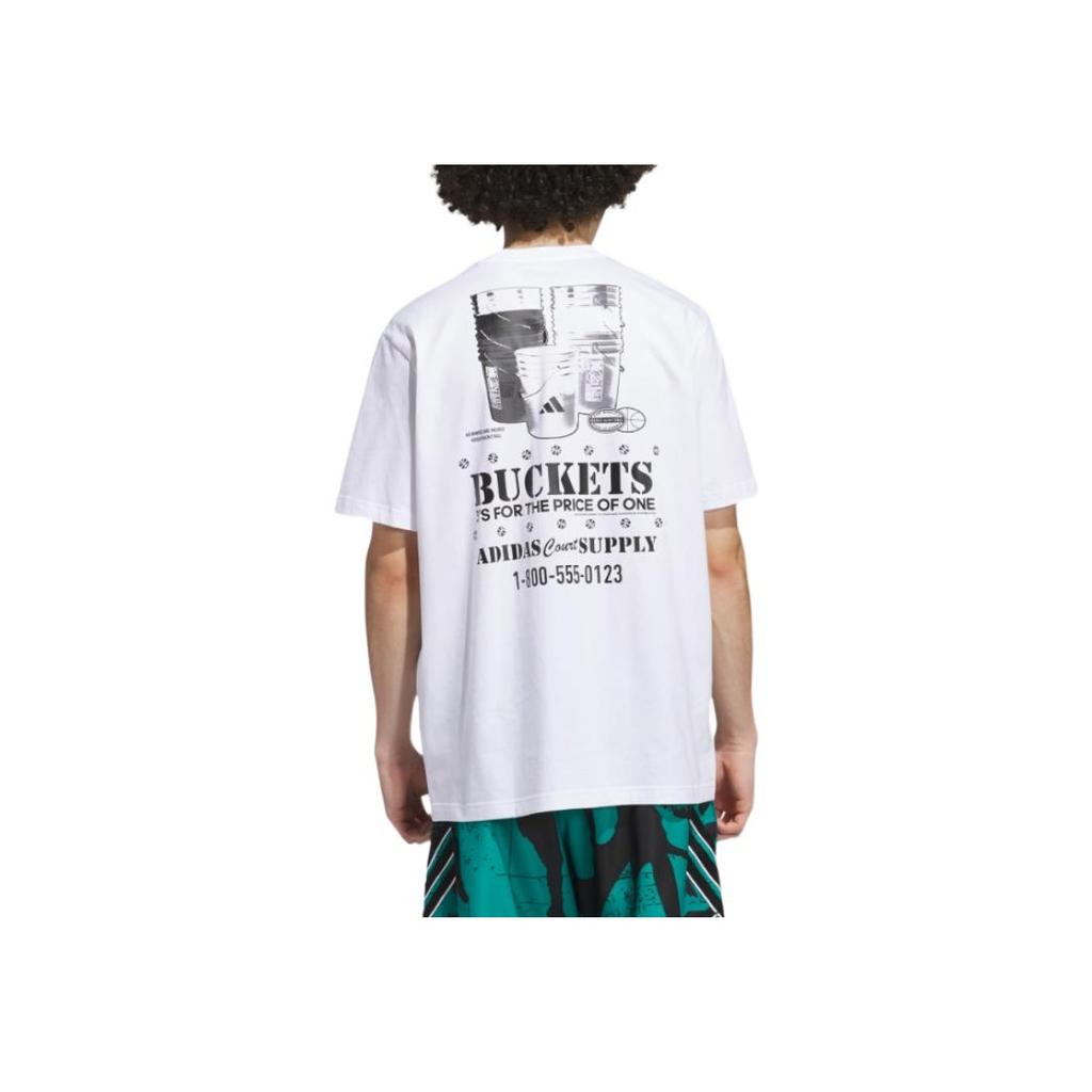 Adidas Basketball Get Buckets Graphic Pullover Comfortable Short Sleeve T-Shirt Men Tops White JI7116