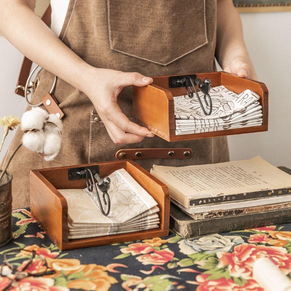 Vogel-Themen-Taschentuchbox Holz-Küchenrollenbox Kreative Schreibtisch-Serviettenbox Wohnzimmer