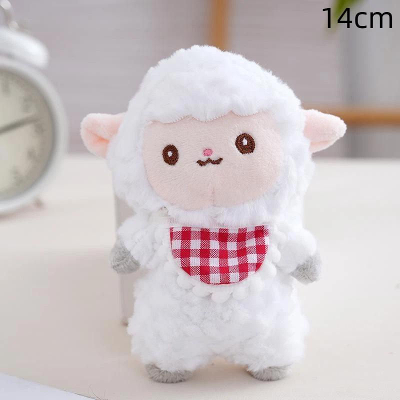 Cute Plush Bib Sheep Keychain Cartoon Animal Stuffed Charm for Backpack Decoration Girls Easter Gift