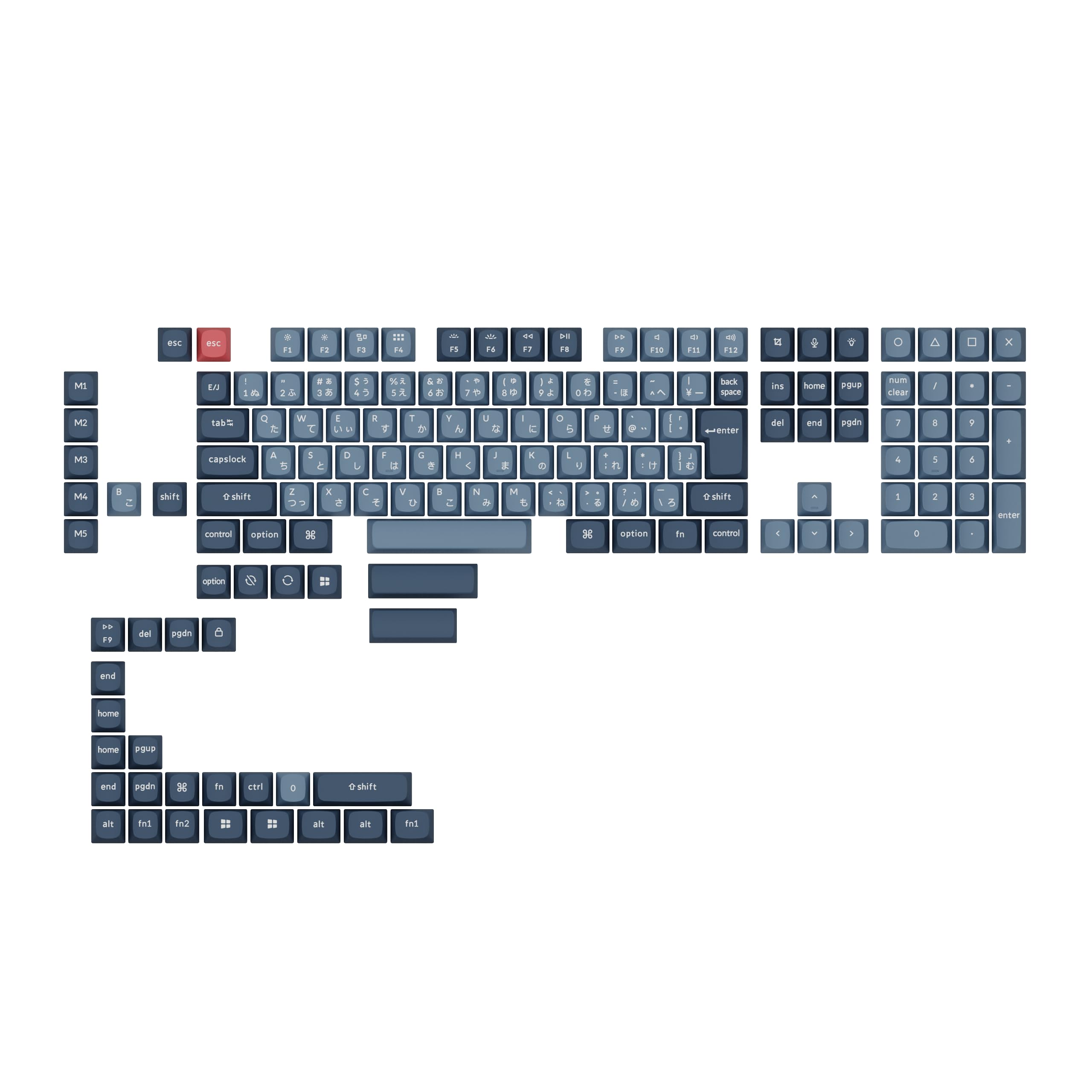 

Кейкапи Keychron Double Shot PBT OSA для JIS Повний набір та Легке розташування, (Сірий Синій)