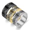 Antique Viking Rune Spinning Couple Rings Norse Engraved Band Handmade Jewelry Gift for Couples