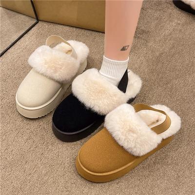 New Style Women's Woolly Slippers Women Wear New Fur One Plus Velvet Snow Boots Bao Head Winter Thick Sole Half Mop Cotton Shoes