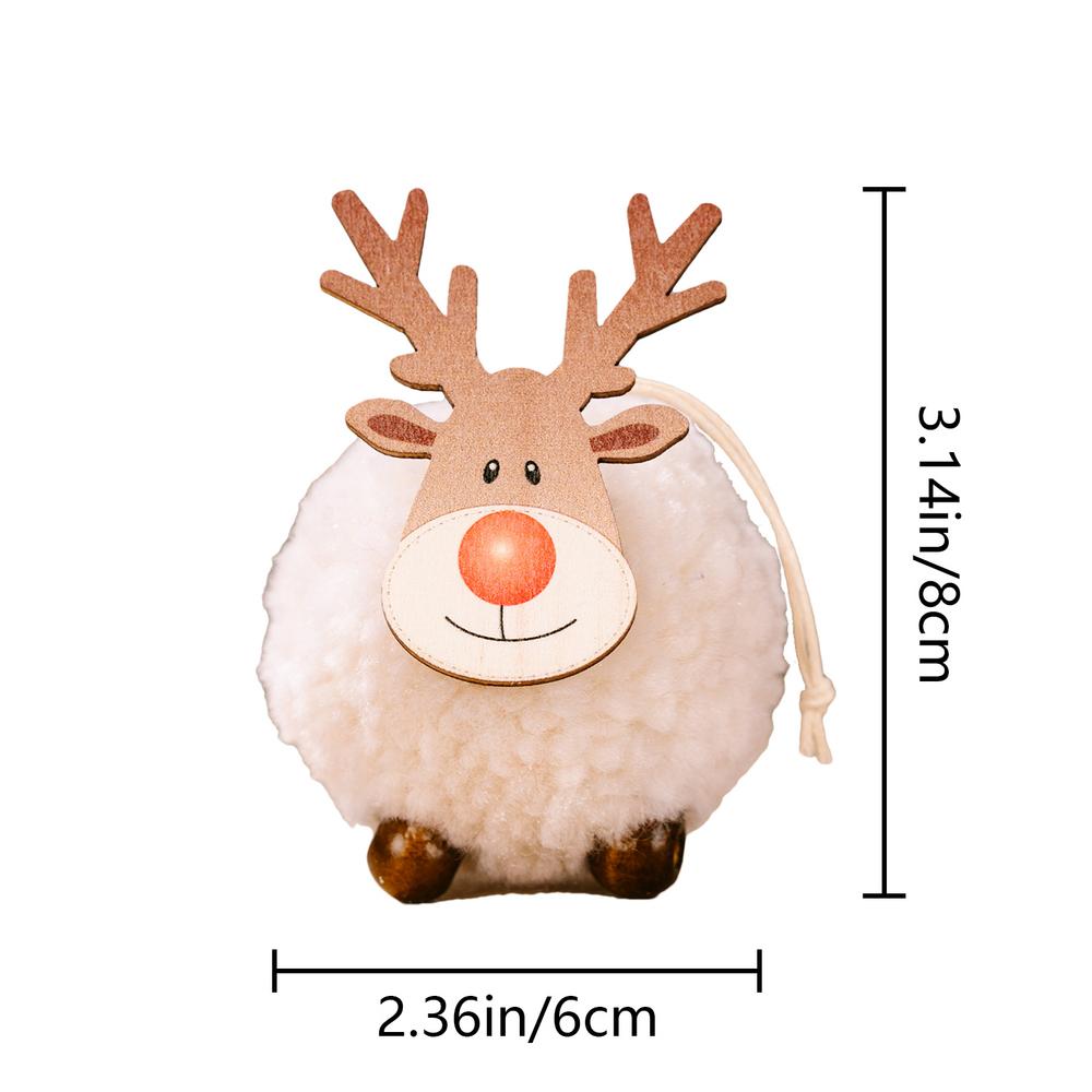 

Рождественские украшения из плюша с оленями 4x Милые подвески с рогами Животные Рождественские украшения Креативные плюшевые олени Украшения с оленями 6cm бежевый