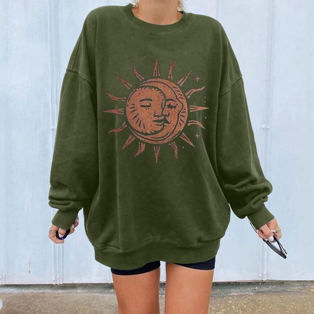 Women's Tops Winter Sun Printing Sweatshirt Pullover Tops