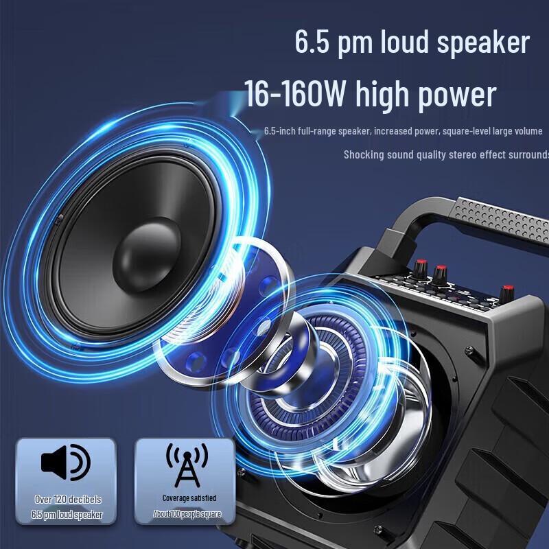 KONKA 6.5-inch Portable Bluetooth Karaoke Speaker