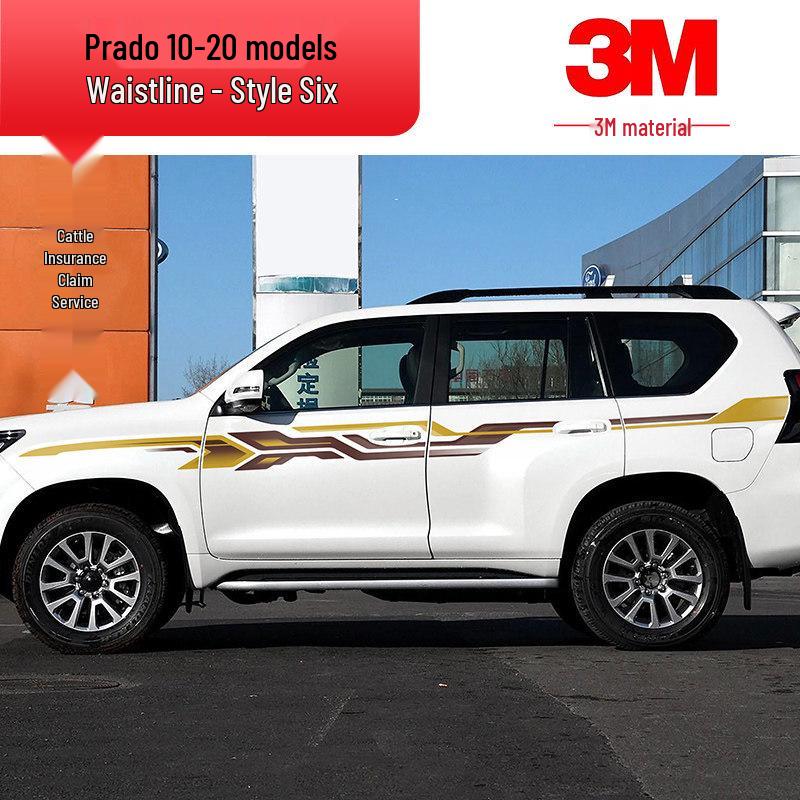 Toyota Prado 10-22 Models Car Body Color Stripe Decal Waistline Sticker.