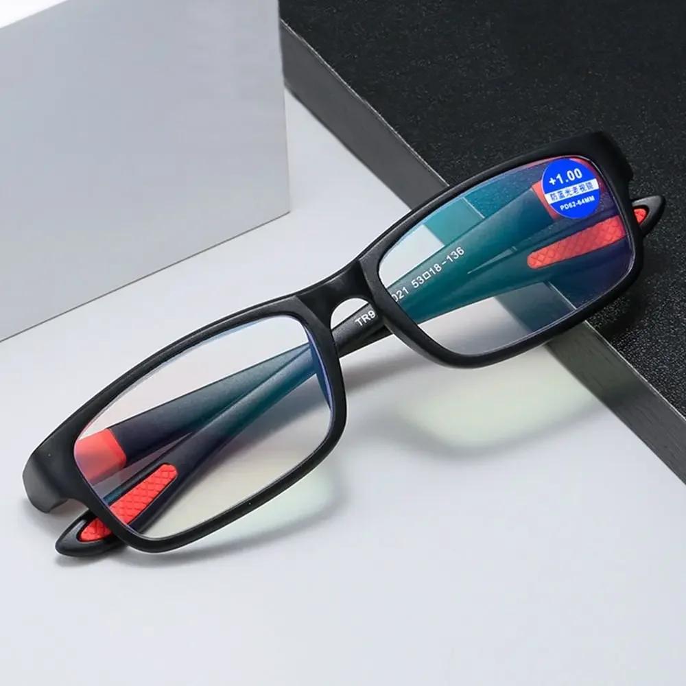 Reading Eyeglasses Male Female Sports Anti-blue Lightweight Reading Eyewear Black Red TR90 Frames Presbyopia Glasses + 100 To+400Eyeglasses