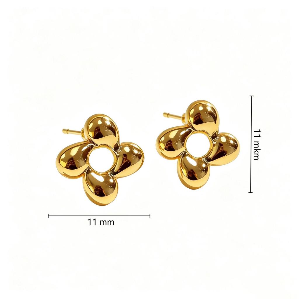 High-End Flower-Shaped Stainless Steel Stud Earrings - Niche, Exquisite, Light Luxury