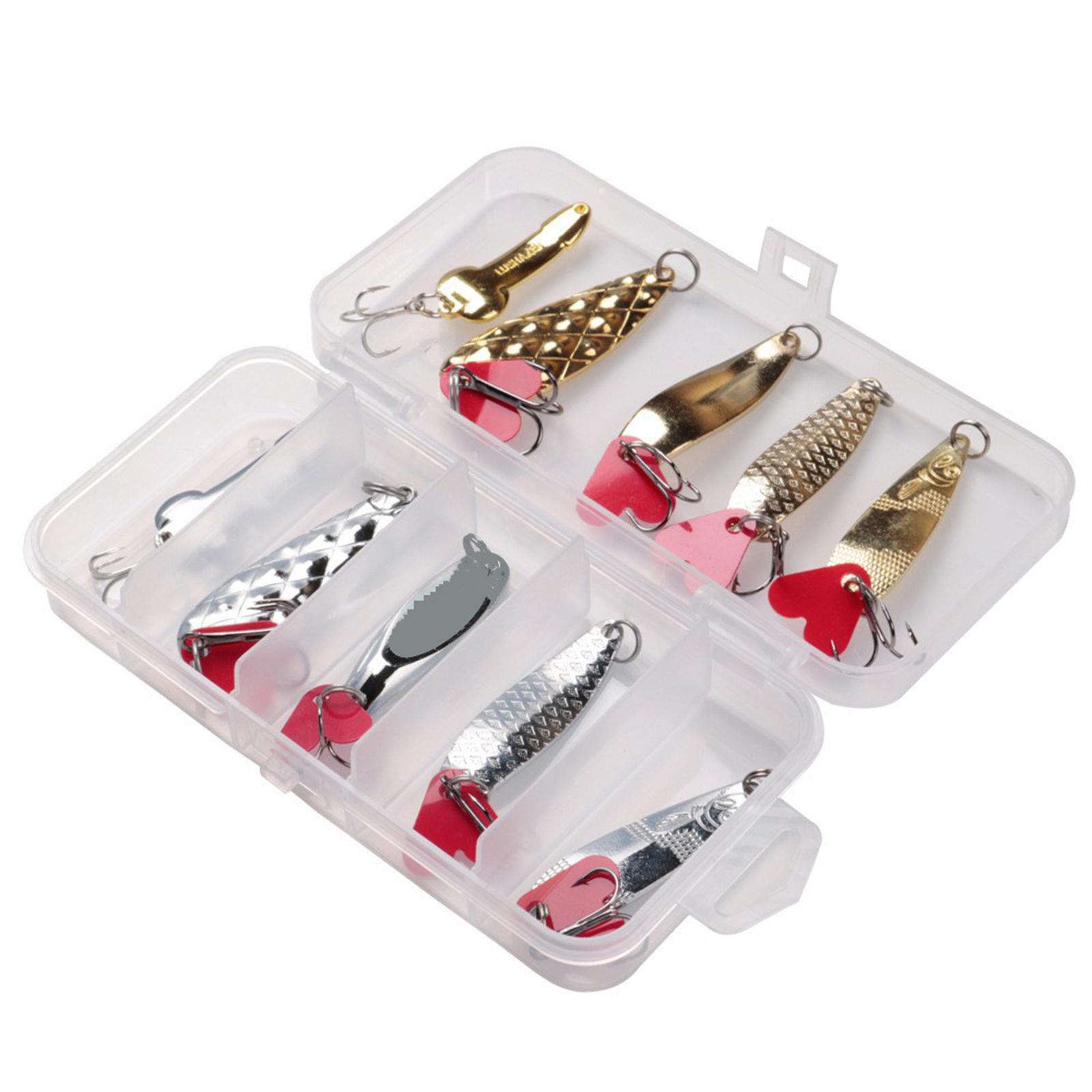 

10Pcs Fishing Spoons Lures Metal Lures Baits Trout Bass Casting Spinner Fish Baits High Carbon Steel Treble Fishhooks