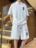 Men's Hong Kong Style Casual Lapel T-Shirt - Short Sleeve, Summer 2025 Trendy Loose Fit