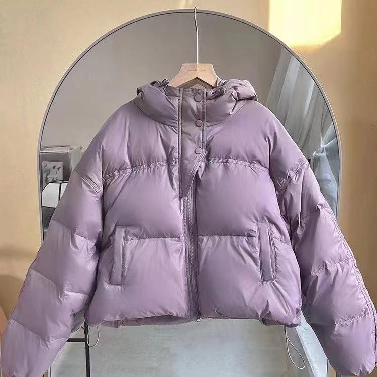 Warm Winter Small White Duck Down Hooded Warm Down Jacket Women's Winter New Short Half Placket Bread Jacket