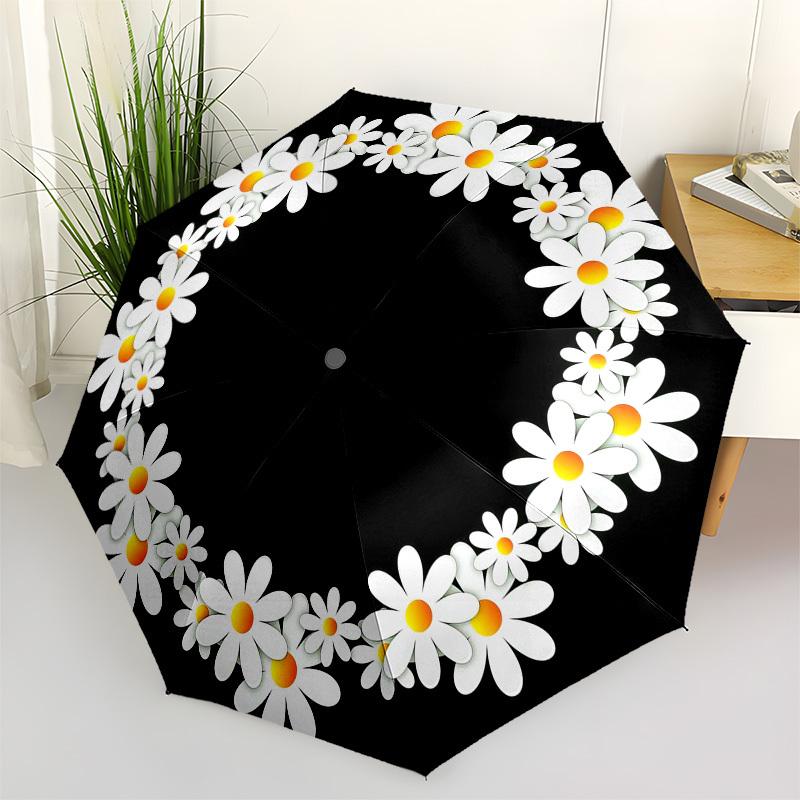 

1pc Daisy Wreath Circle Frame Umbrella with Plastic Handle,Vibrant Cartoon Pattern,Multi-functional UmbrellaPT119