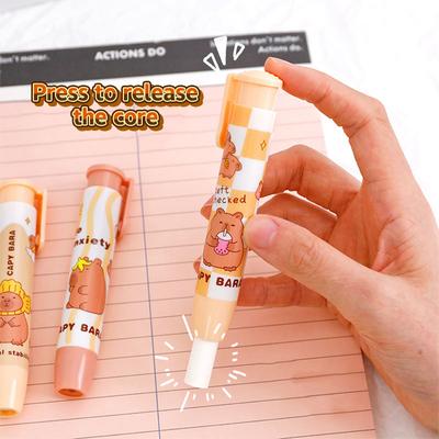 Kawaii Capybara Drücken Sie den Radiergummi, süßes, weiches Schulmaterial, sauberes, chaotisches Cartoon-Schreibwarenbüro, Studenten-Radiergummi, Geschenk
