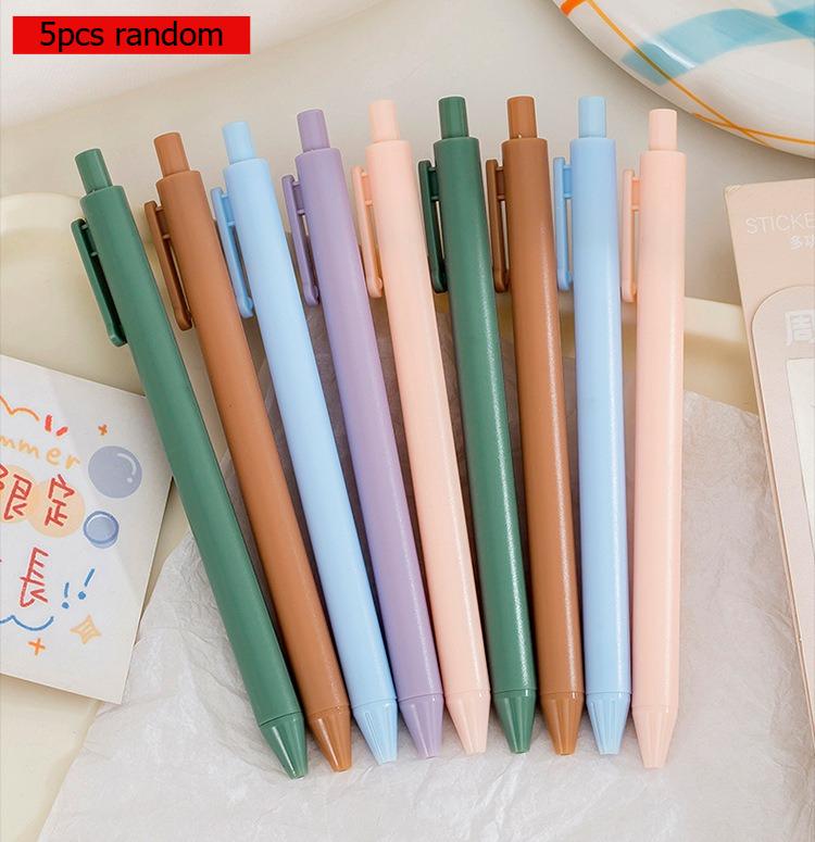 

Gift Simple Macaron Color Press Pen Student Exam Bullet Gel Learning Office Press Type Black Water Office School Supplies Kawai