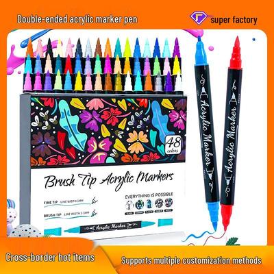 Double-headed Acrylic Marker Pens with Stackable Colors and Soft Brush Tips for Art Painting