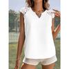 Women's Temperament V-neck Patchwork Lace Sleeve Vest Top for Women T-Shirts