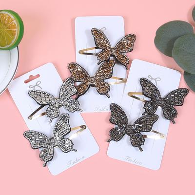 2pcs/set New Cute Princess Crystal Butterfly Lovely Girls Hairpins Children Butterfly Hairgrip Hair Clips Hair Accessories