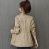 Women's Spring and Autumn Design Double-layer Zipper Collar Waist Thin Trench Coat Solid Color Slim Elegant Jacket