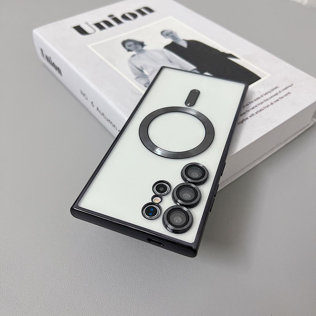 Verchromte Transparente Magsafe Hülle für Samsung Galaxy S24 S22 S21 S23 Ultra Plus FE Magnetisches Kabelloses Laden Silikon Weiche Hülle