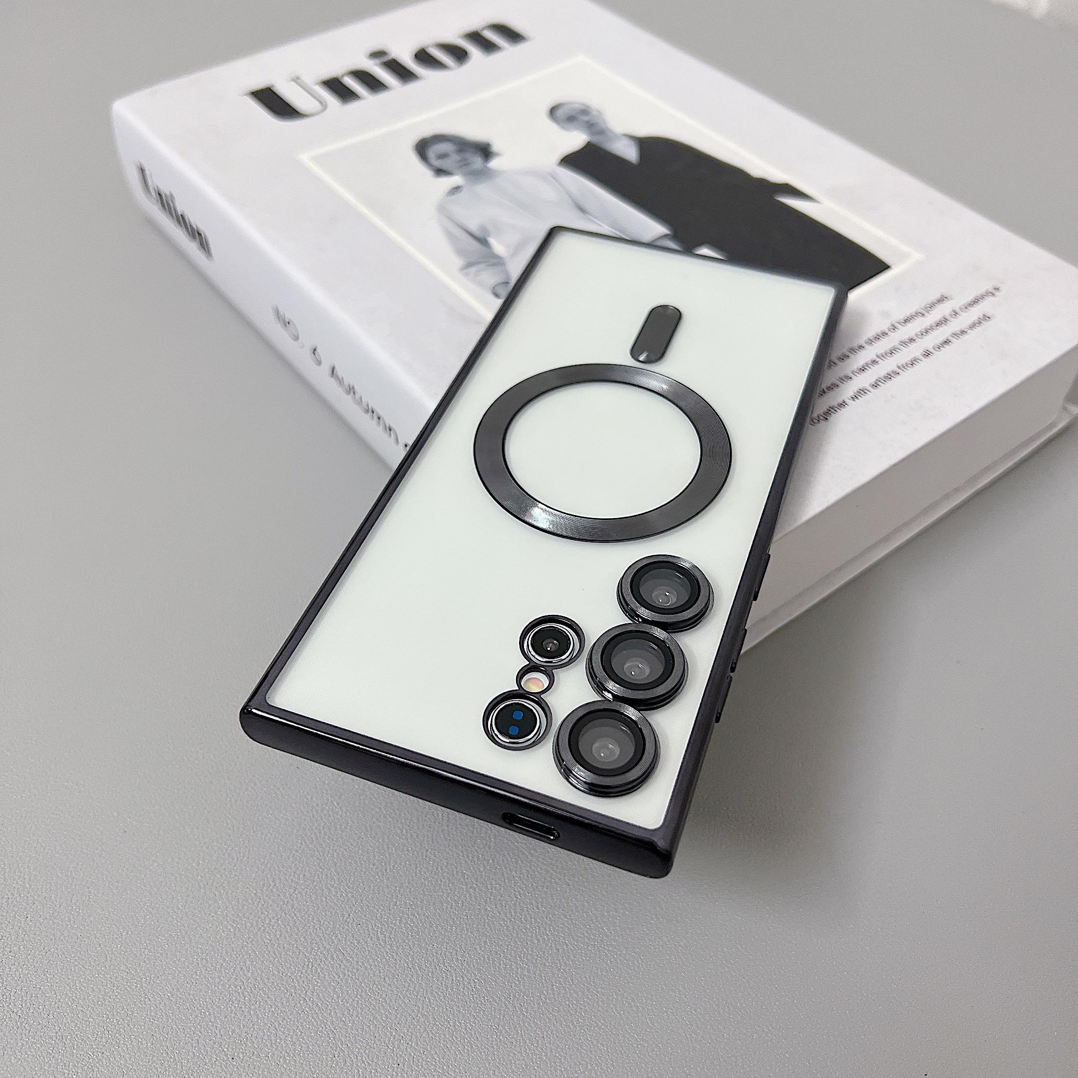 

Прозрачный чехол с покрытием MagSafe для Samsung Galaxy S24 S22 S21 S23 Ultra Plus FE Магнитная беспроводная зарядка Силиконовая мягкая крышка For S24