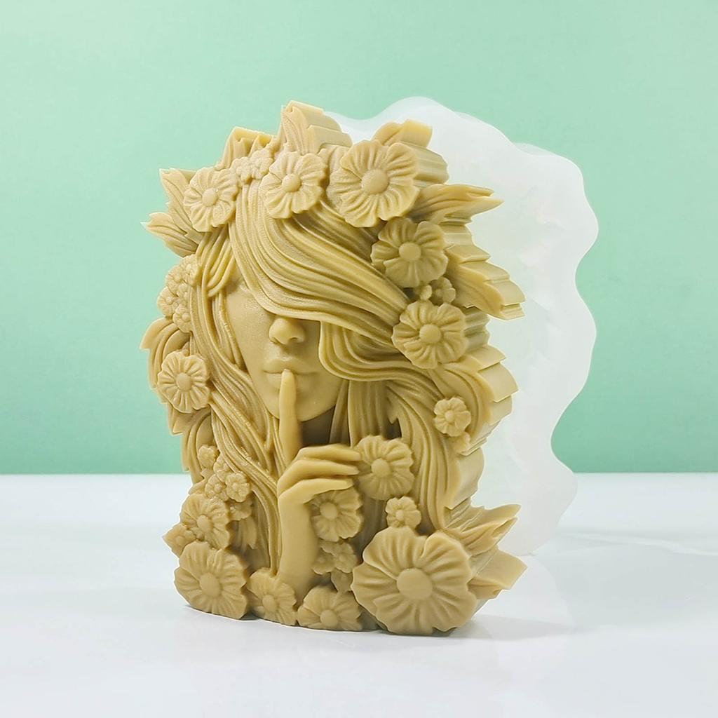 Flower Fairy Silicone Candle Mold 3D Girl Plaster Mould Cake Chocolate Making Tool Gypsum Soap Molds DIY Crystal Resin