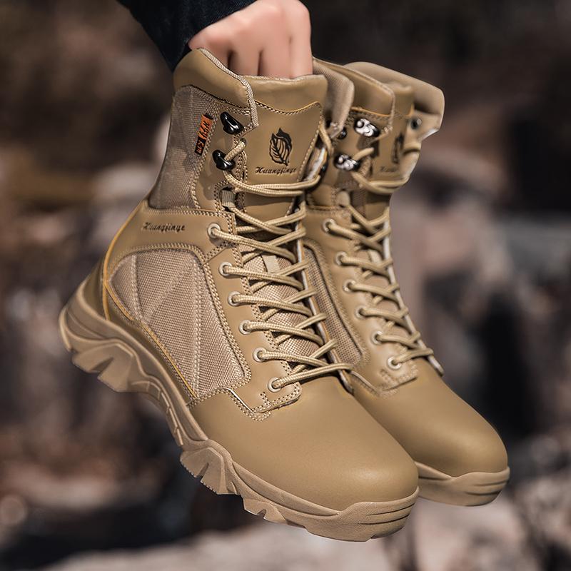 Fashion Summer Outdoor Hiking Climbing Shoes Wear-resistant Non-slip Boot Fashion Lace-up High Top Shoe Classic Men's Motorcycle Boots