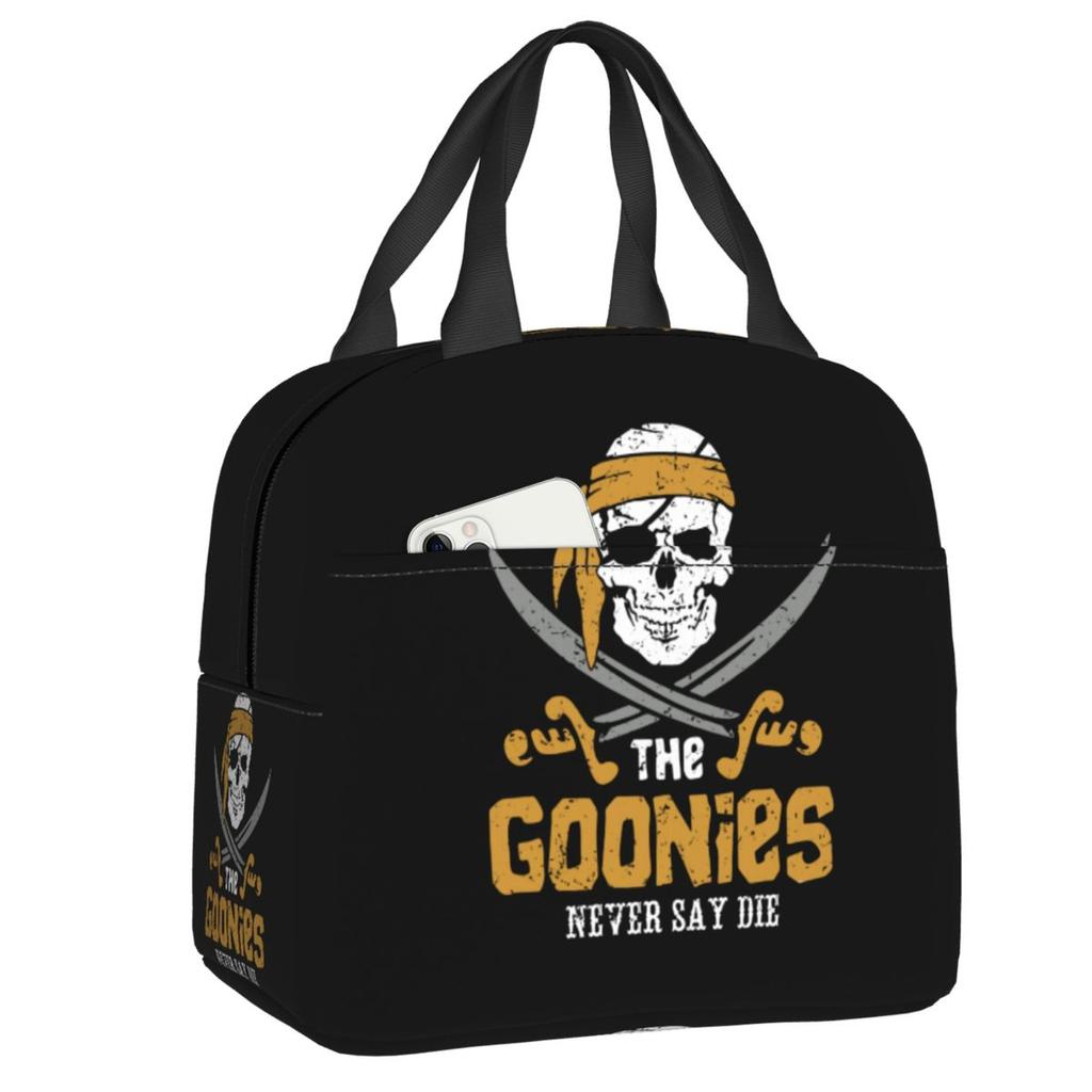 Benutzerdefinierte The Goonies Never Say Die Isolierte Lunchtaschen für Arbeit Schule Horror Abenteuerfilm Wiederverwendbare Thermokühlbox Bento Box
