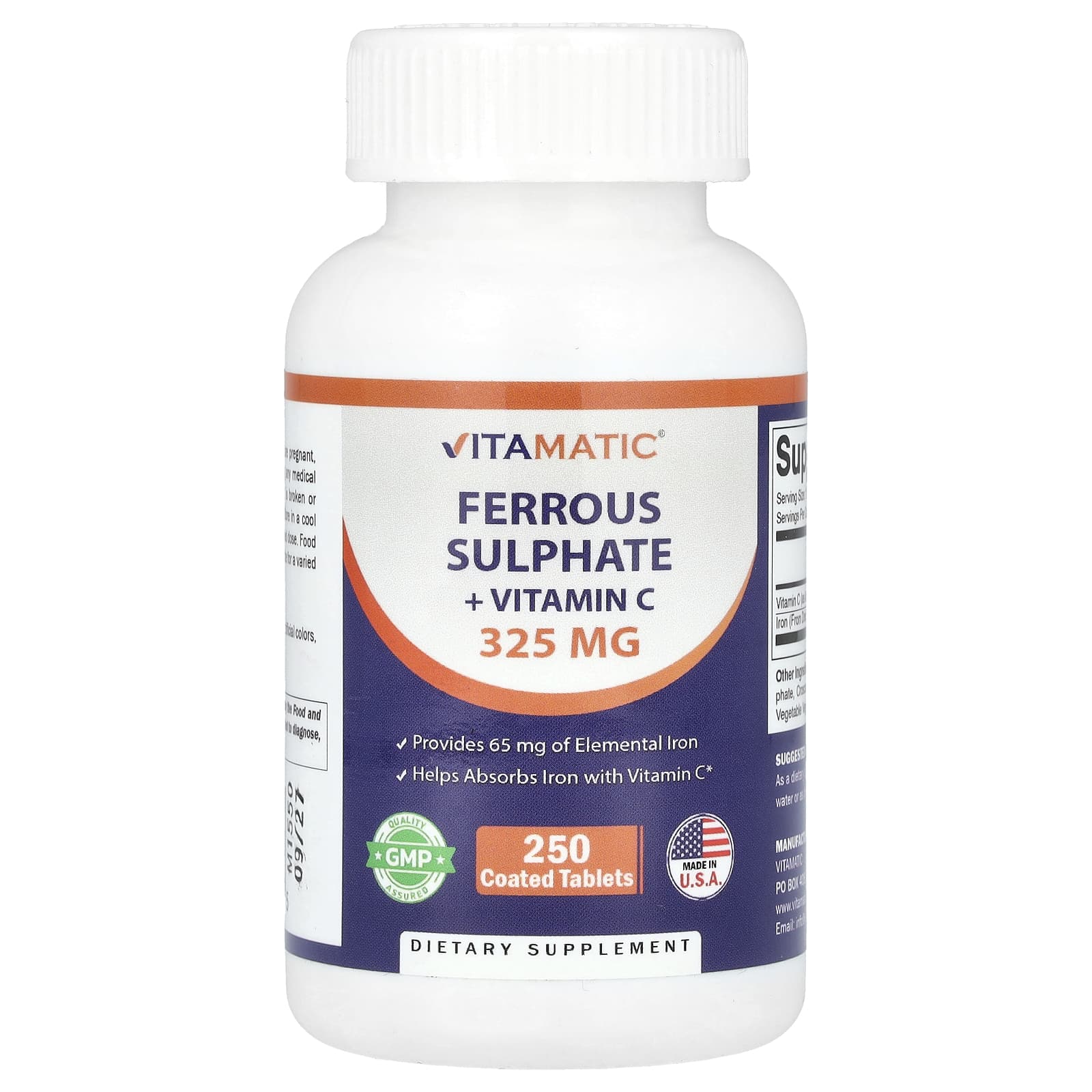 

Ferrous Sulfate + Vitamin C, Coated Tablets 250 Tablets